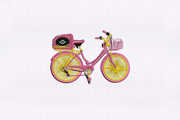 A Cute Pink Bicycle Embroidery for Your Next Project