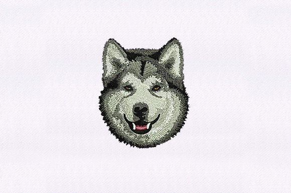 A Husky Face Embroidery Design for Boutique Apparel