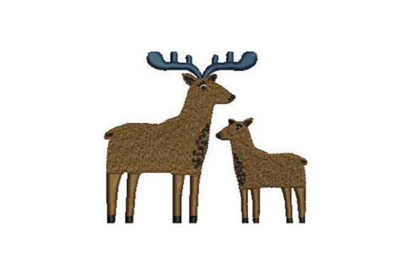 Mom and Baby Mooses: An Adorable Embroidery Gift Design
